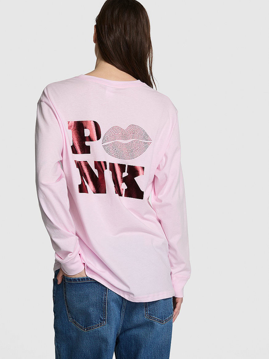 Buy Campus Cotton™ Long-Sleeve Tee, Pink Tulip V-Day - Order Tops