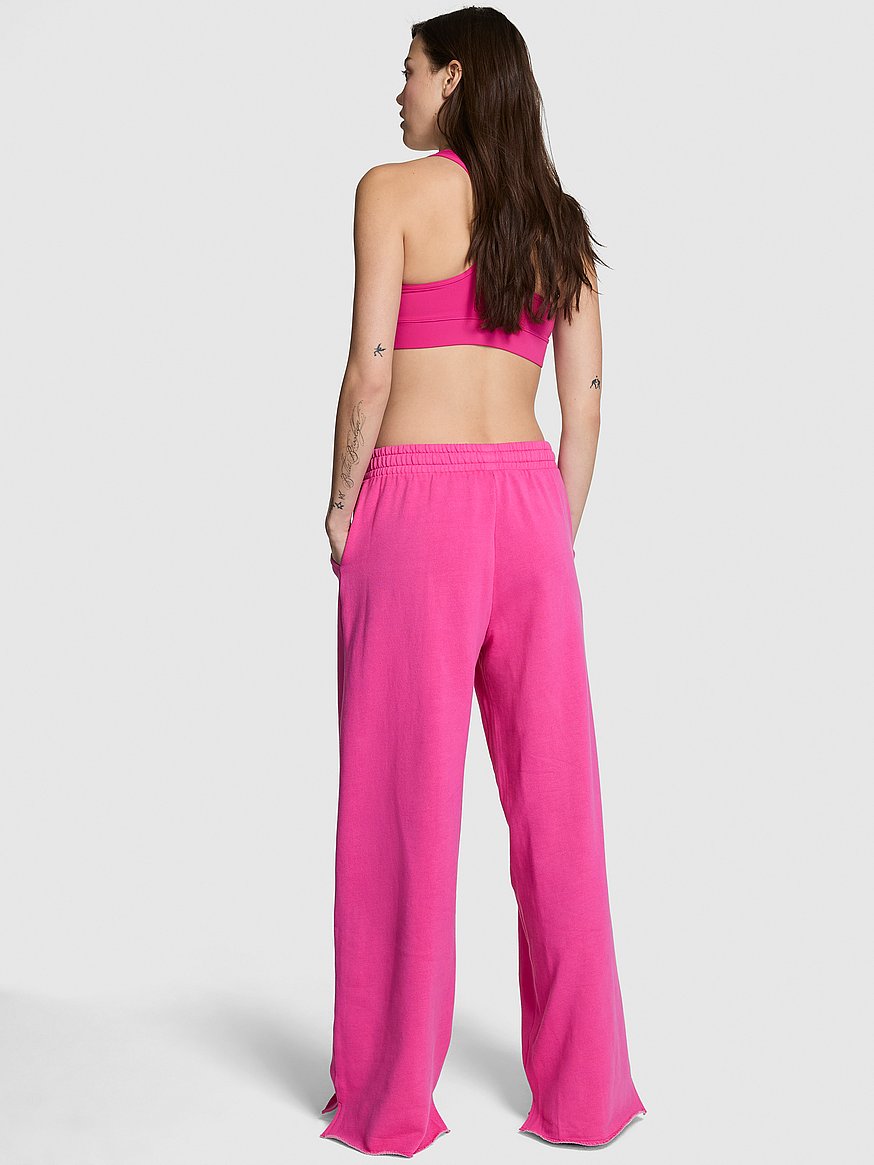 Ivy Fleece Wide-Leg Split-Hem Sweatpants