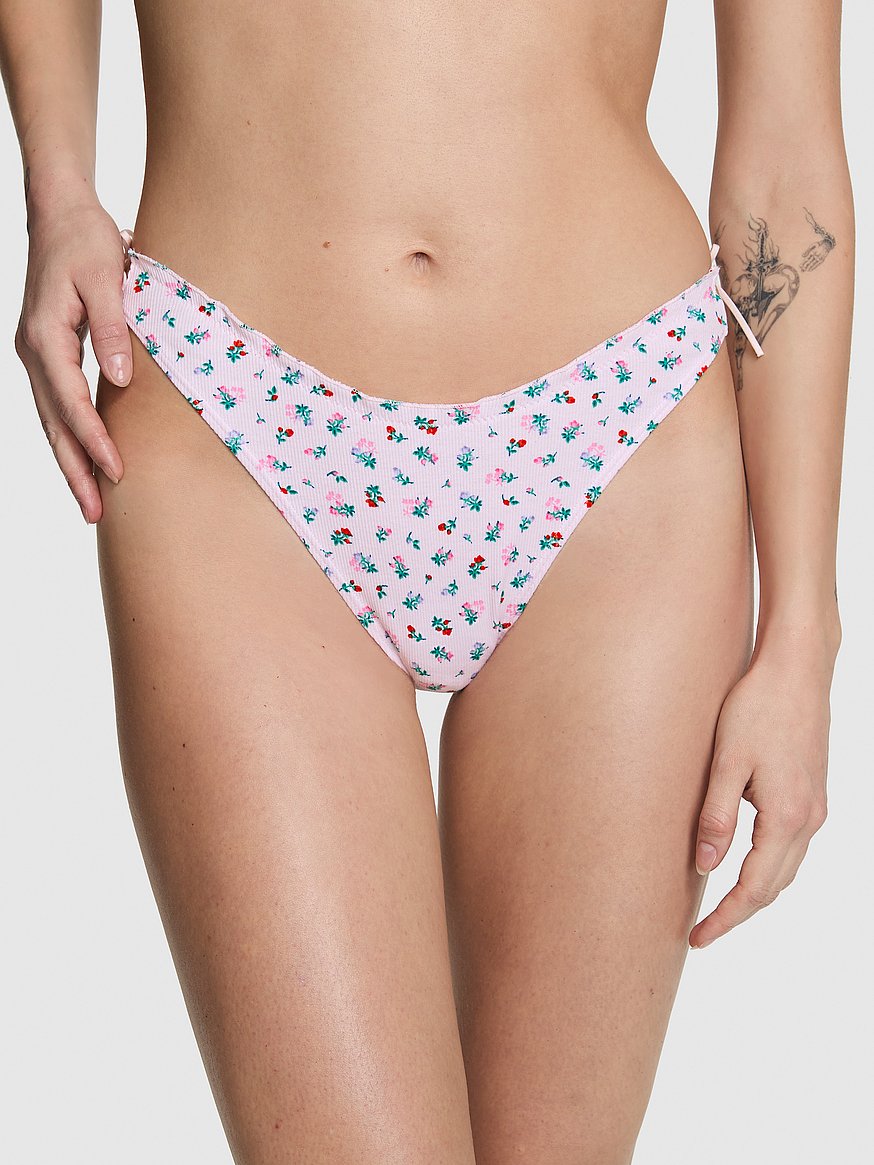 Cotton Side-Tie Thong Panty