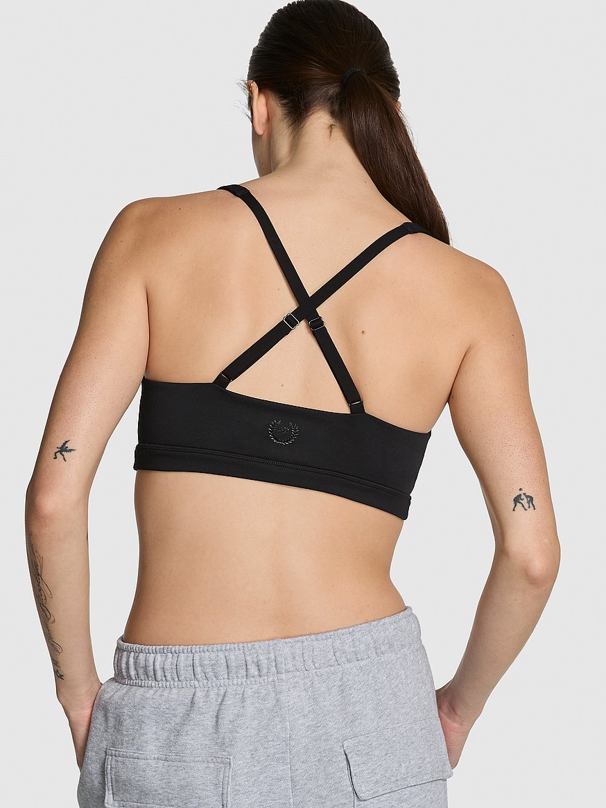 Buy PINK Relay™ Criss-Cross Plunge Sports Bra, Pure Black - Order