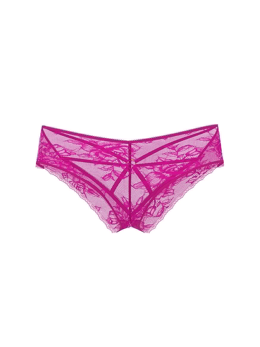 Lace Strappy Hardware Open-Gusset Cheeky Panty
