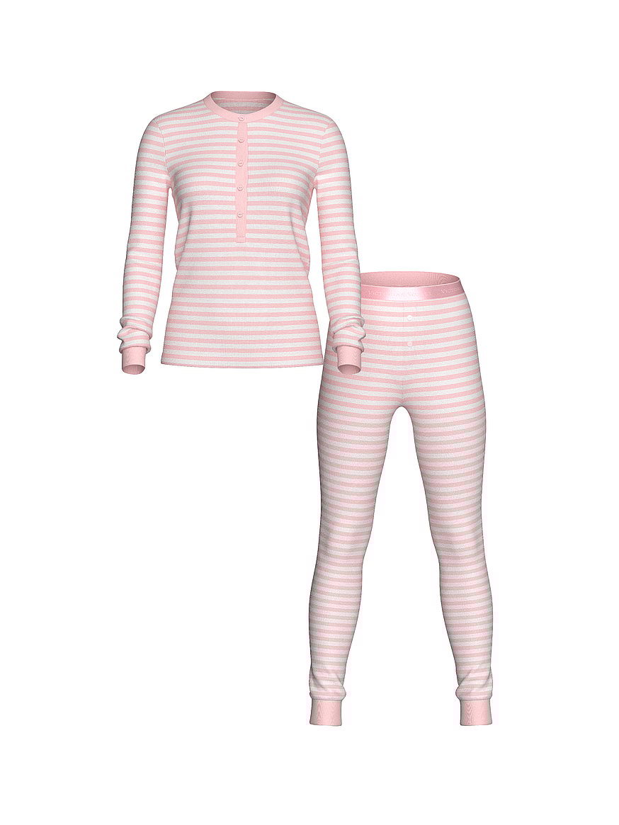 Soft Thermal Henley Long Pajama Set