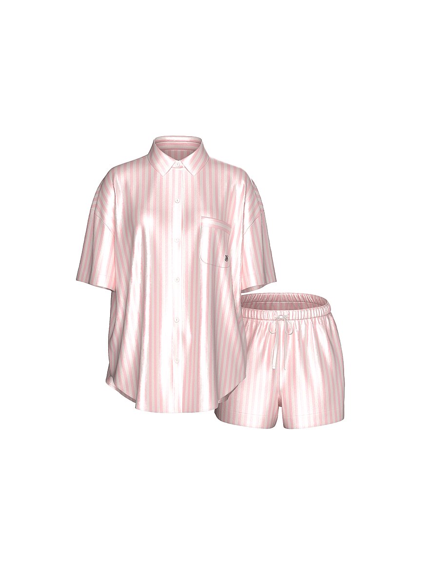Glazed Satin Oversized Short Pajama Set