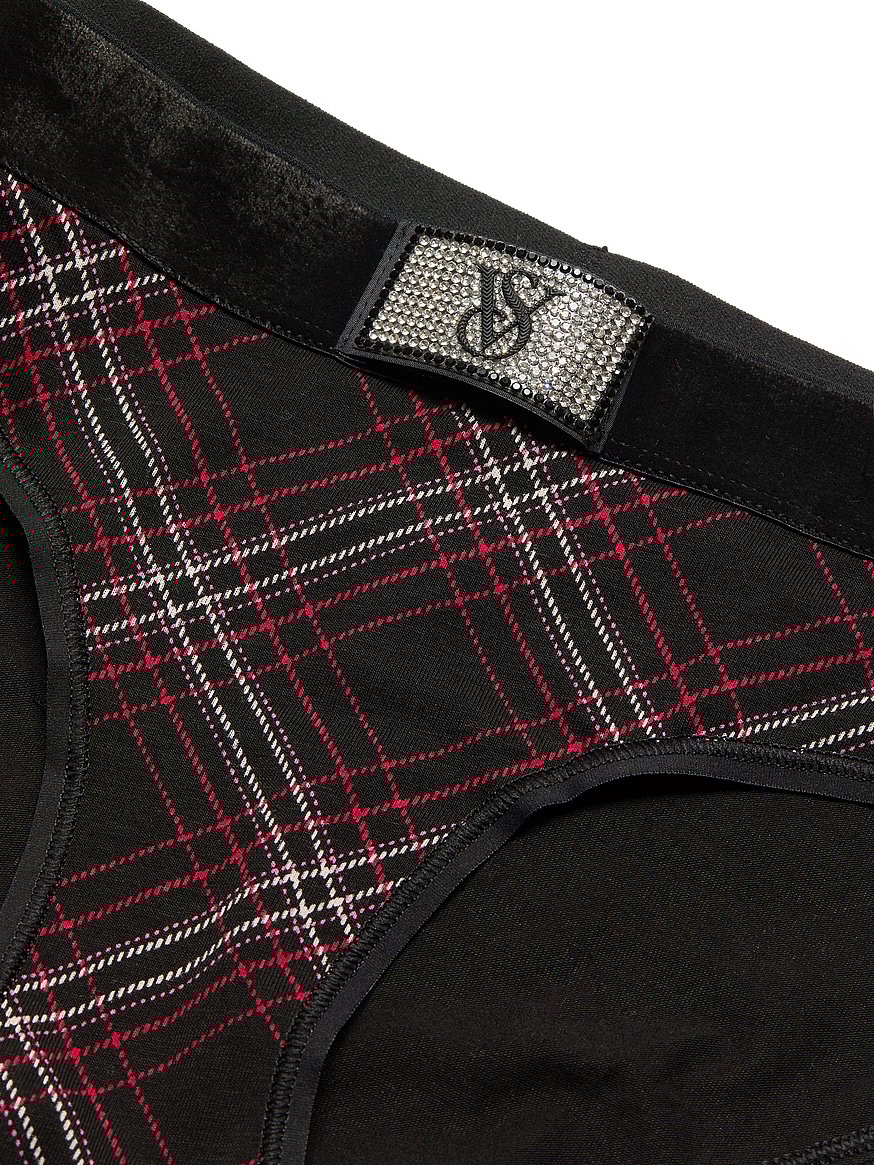 Logo Cotton Shine Patch Velvet Hiphugger Panty