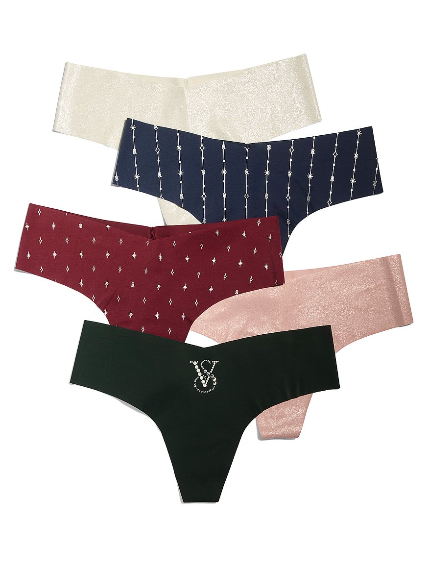 5-Pack Shine No-Show Thong Panties