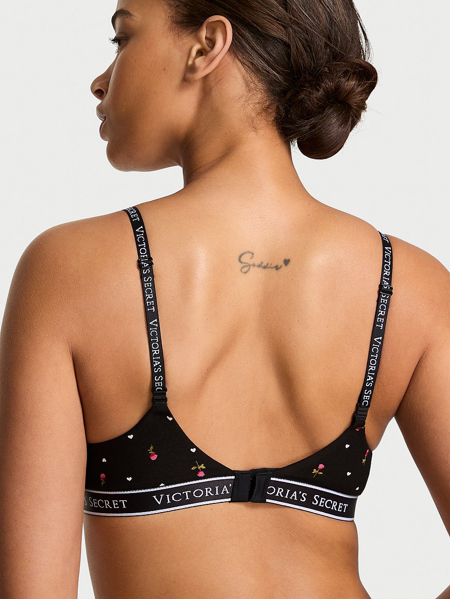 Buy Perfect Shape Cotton Push-Up Bra, Black Heart Roses - Order