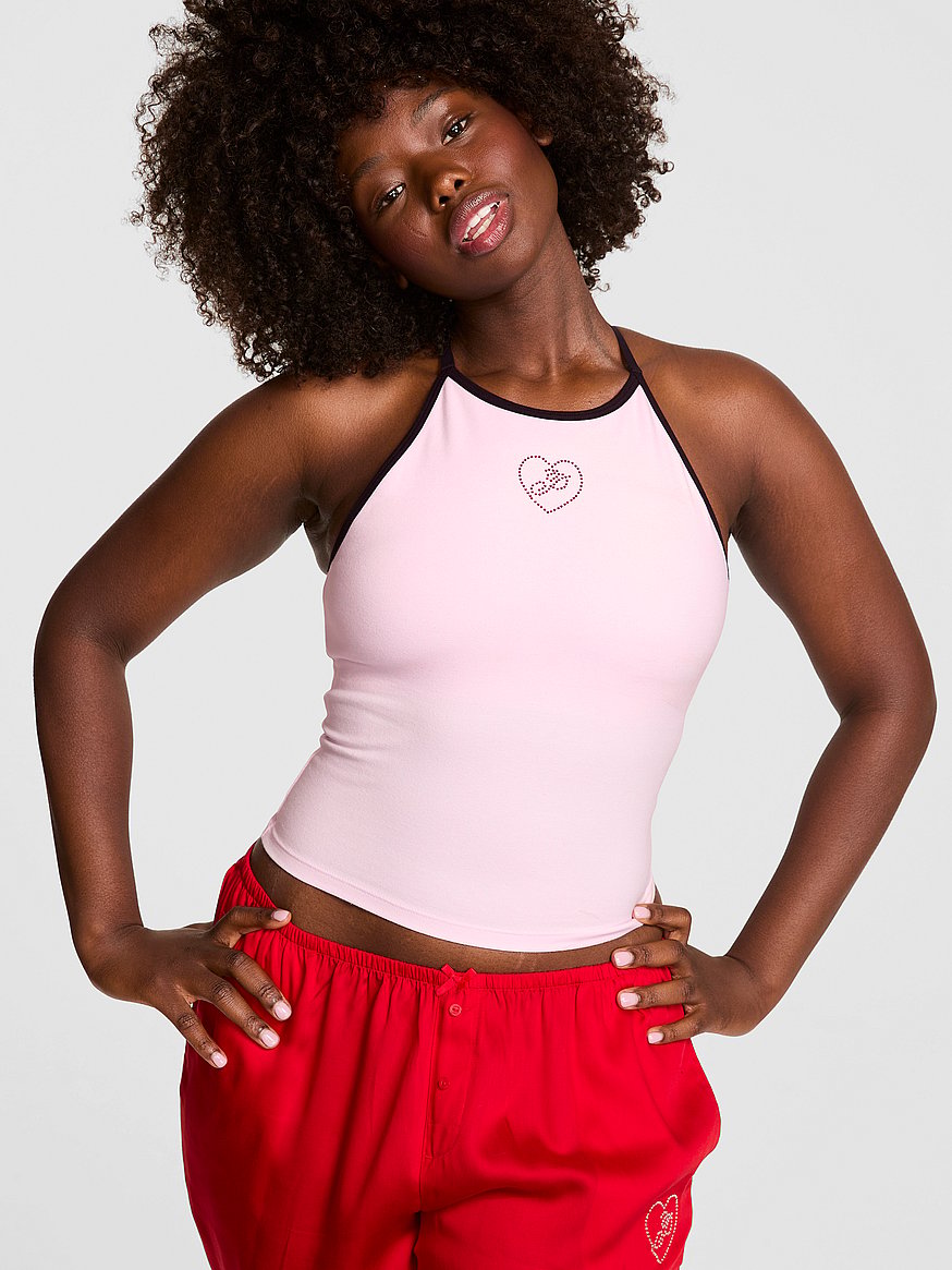 Buy All-Day Cotton™ High-Neck Tank, Pink Tulip Bling - Order Tops