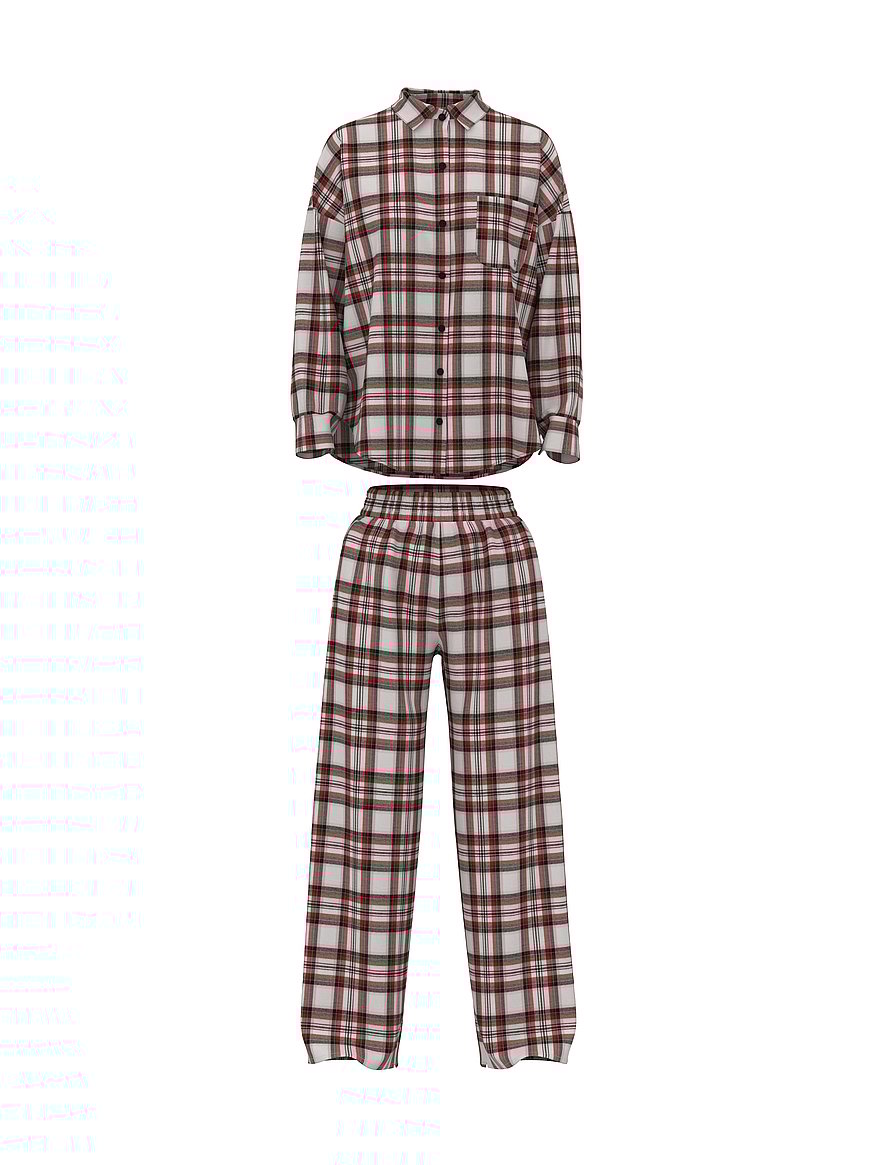 Flannel Oversized Long Pajama Set