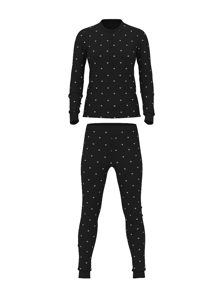 Soft Thermal Henley Long Pajama Set
