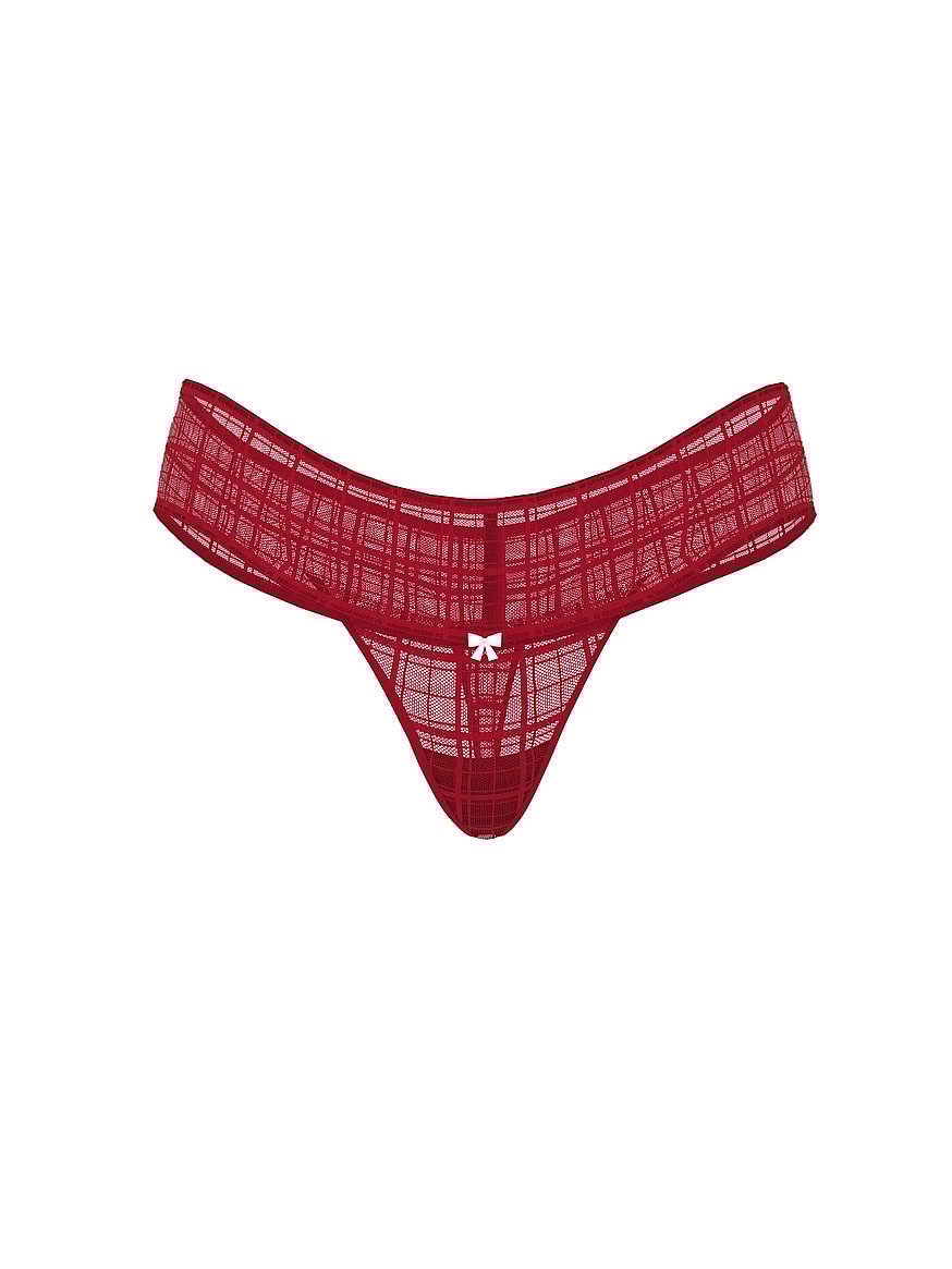 Plaid Lace Thong Panty