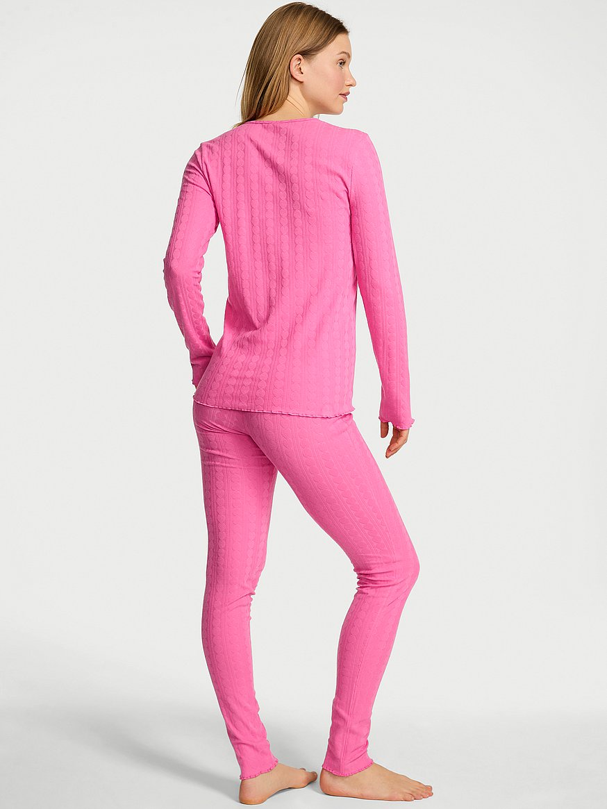 Heart Pointelle Long Pajama Set