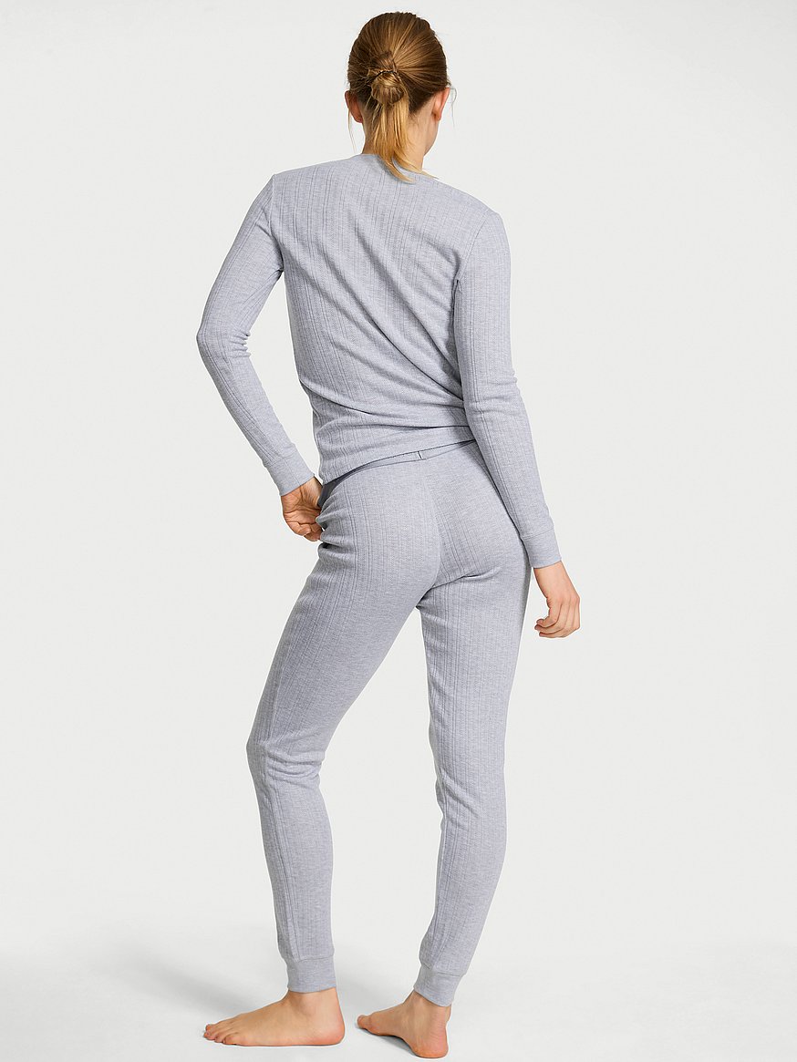 Cozy Pointelle Henley Long Pajama Set