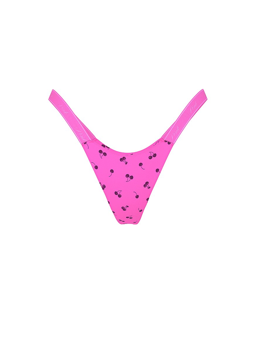 Logo Cotton High-Leg Micro Thong Panty