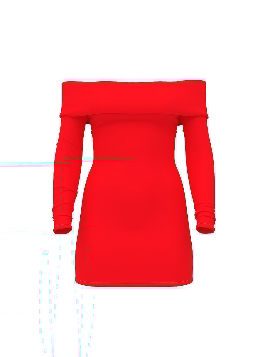 All-Day Soft Rib Off-The-Shoulder Mini Dress