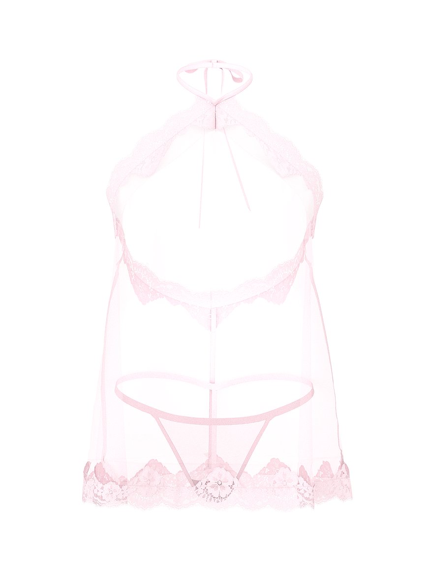 Twinkle Chiffon Halter Babydoll Set