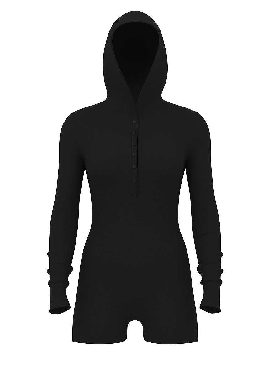 Waﬄe Knit Long-Sleeve Short Onesie