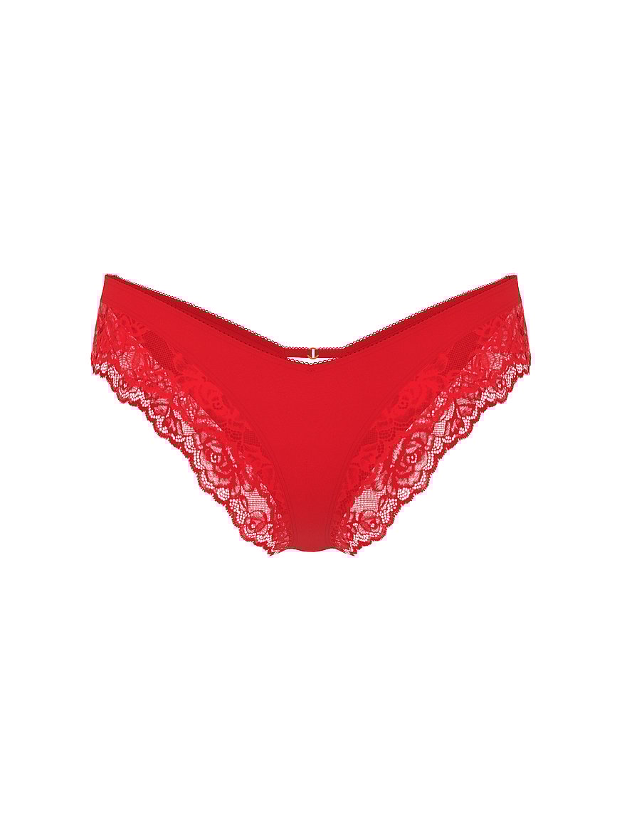 Rose Lace-Trim High-Leg Cheeky Panty