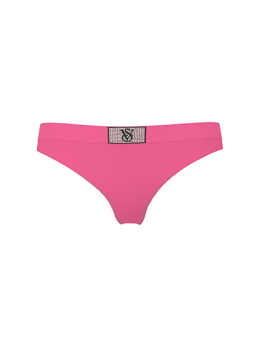 Logo Cotton Shine Patch Thong Panty