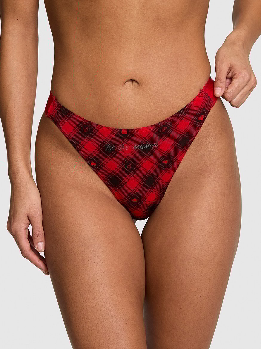 Logo Cotton Shine High-Leg Thong Panty