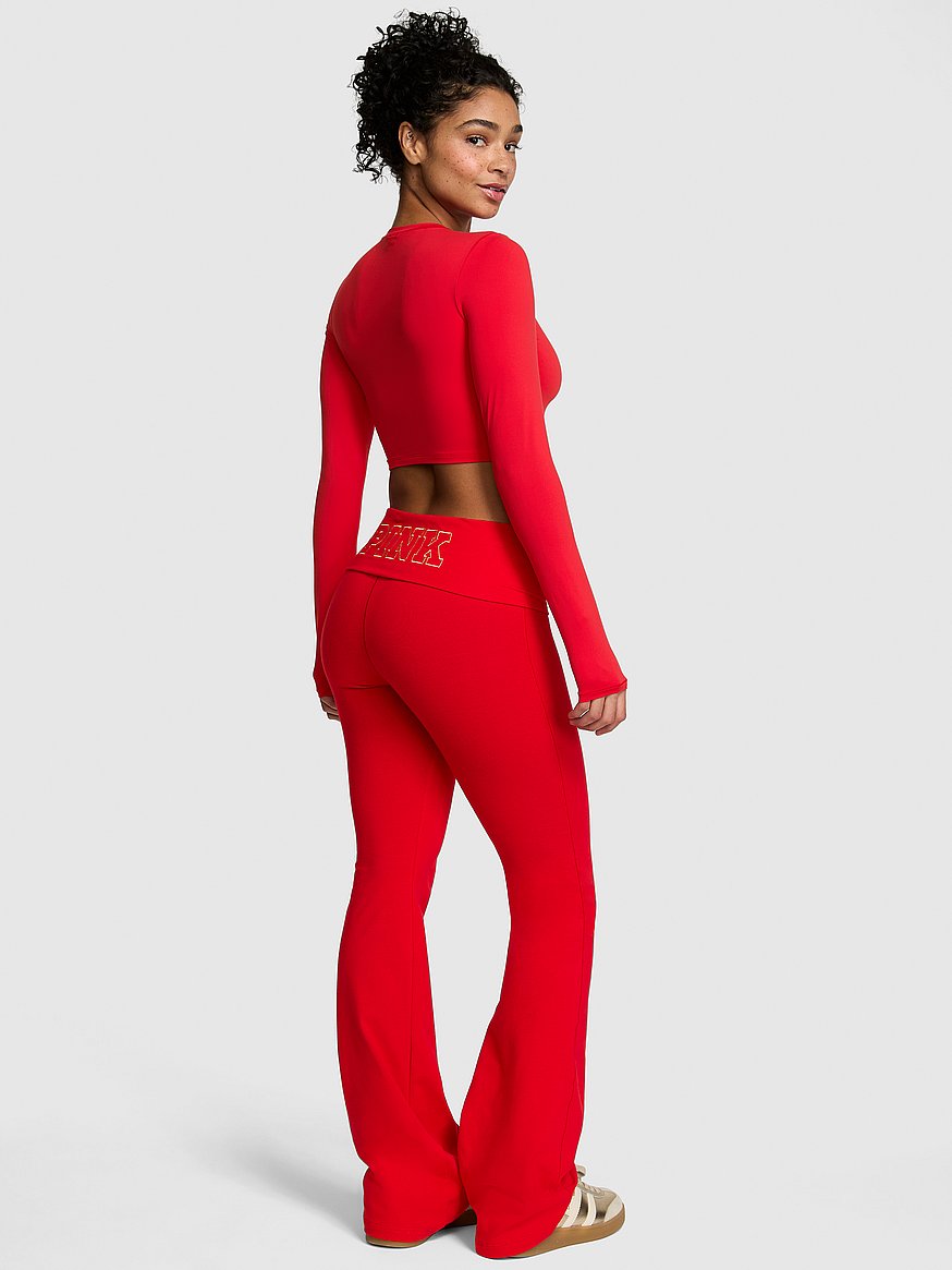 All-Day Cotton Foldover Flare Leggings