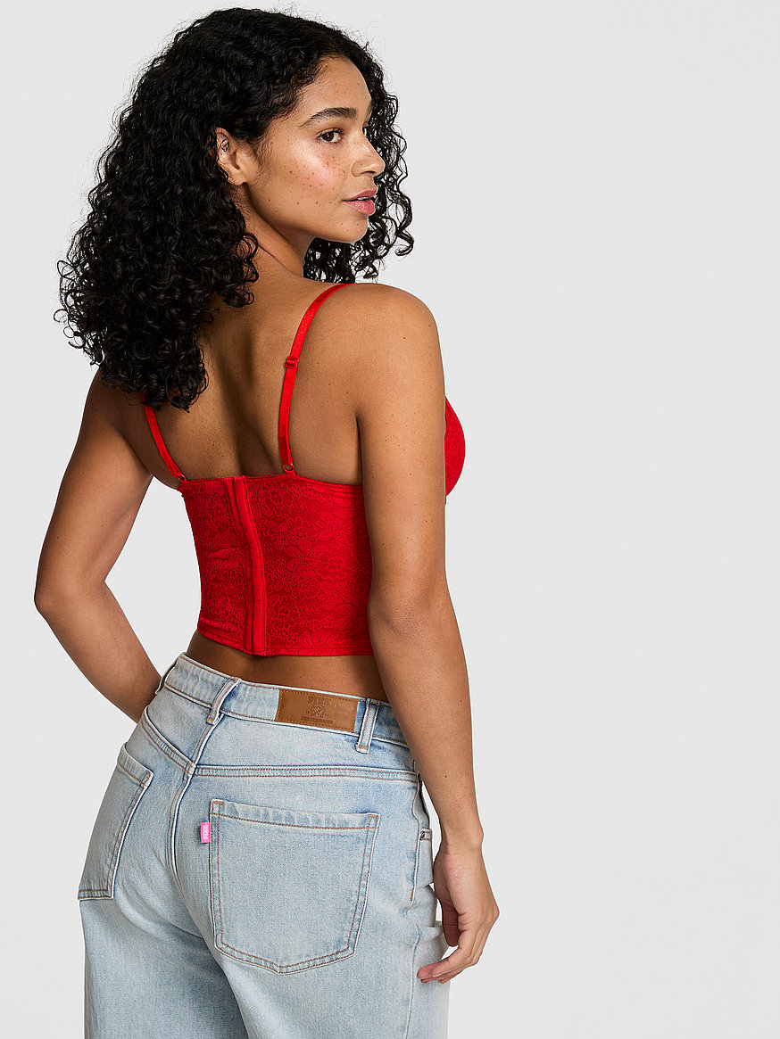 Buy PINK Wink™ Lightly Lined Plunge Corset Top, Red Pepper - Order