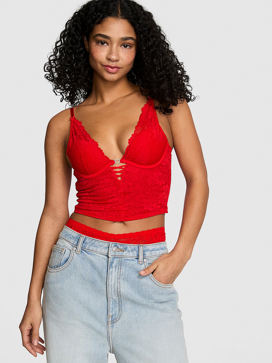 Buy PINK Wink™ Lightly Lined Plunge Corset Top, Red Pepper - Order