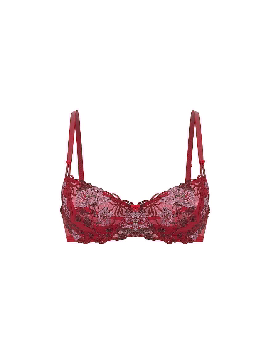 Wicked Beautiful Bows Embroidery Unlined Balconette Bra