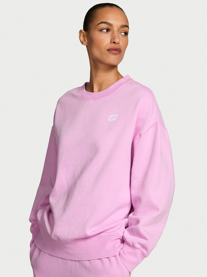 Buy Iconic Fleece Crewneck Sweatshirt, Washed Bikini Pink - Order