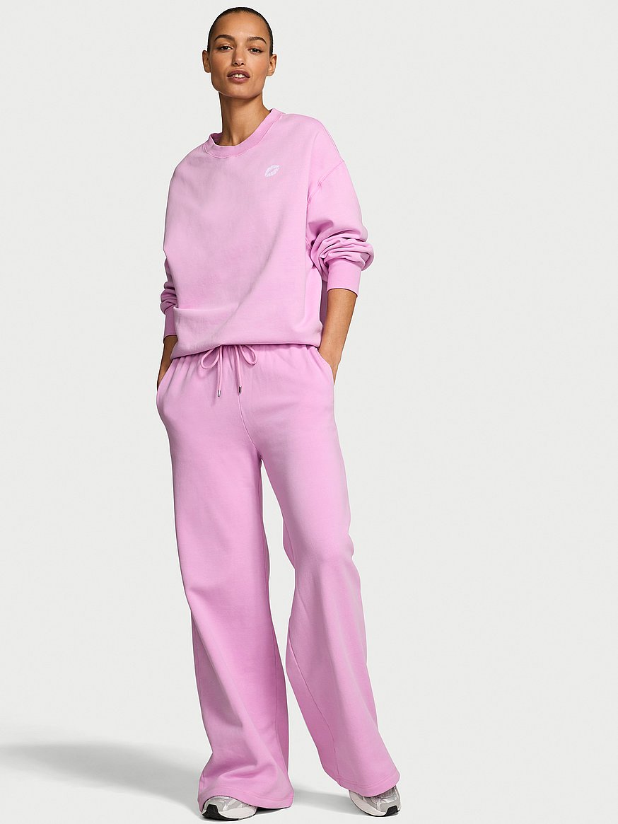 Buy Iconic Fleece Wide-Leg Sweatpant, Washed Bikini Pink - Order