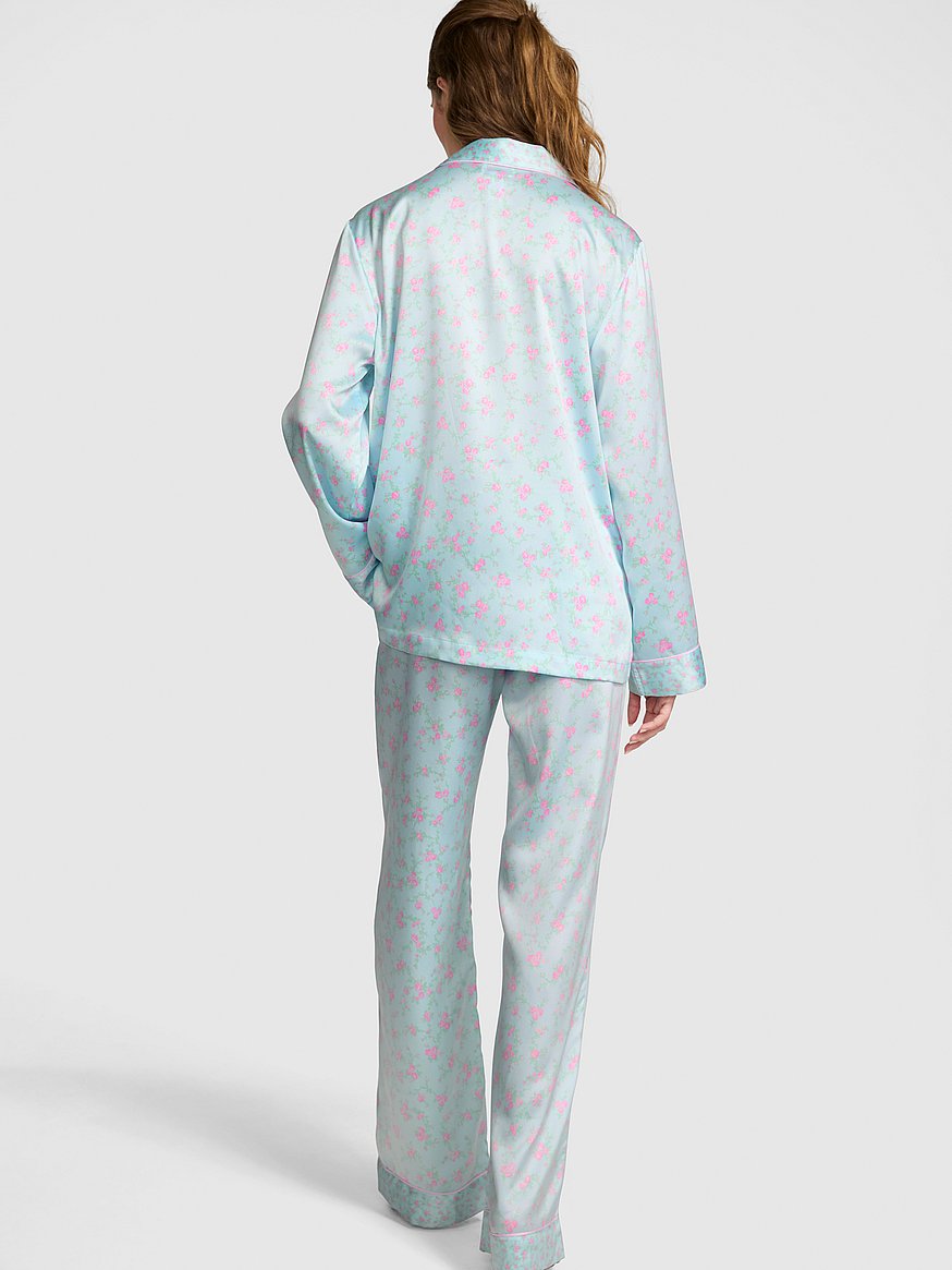 PINK x LoveShackFancy Satin Long Pajama Set