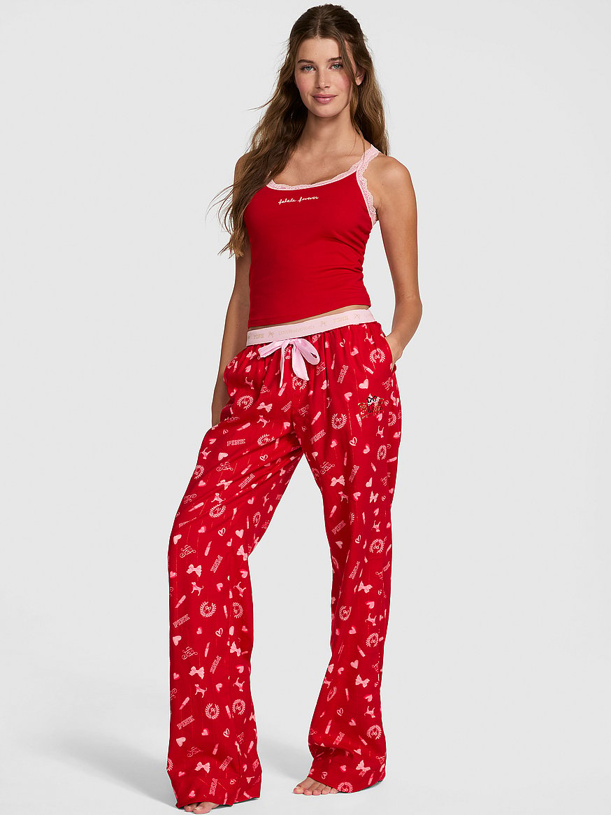 Buy PINK x LoveShackFancy Flannel Pajama Pants, Lipstick Bisous