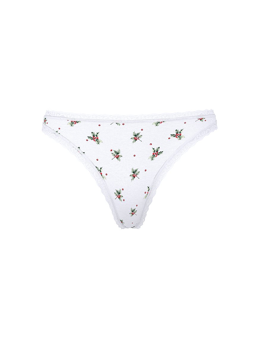 Cotton Lace-Waist Thong