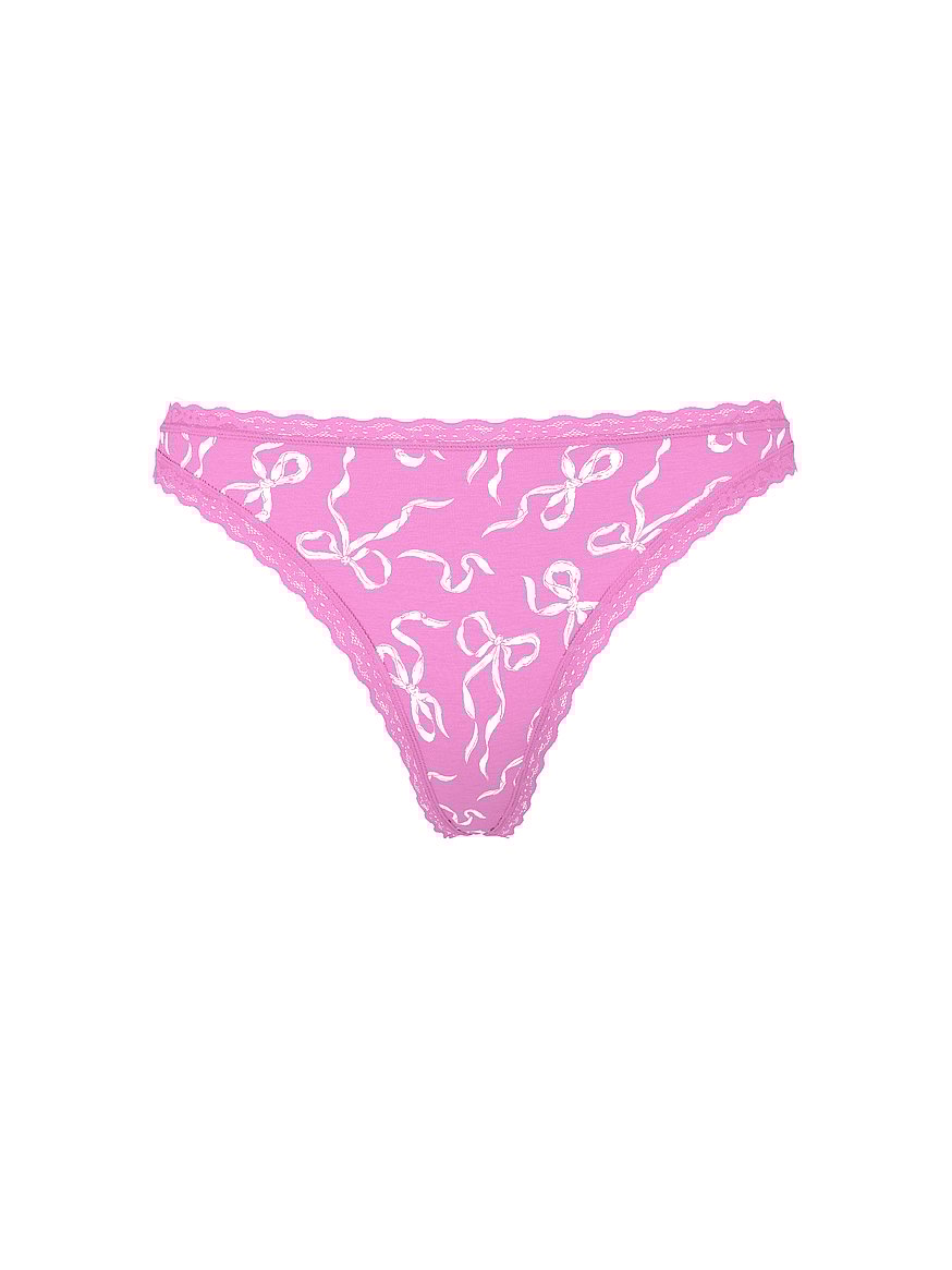 Cotton Lace-Waist Thong