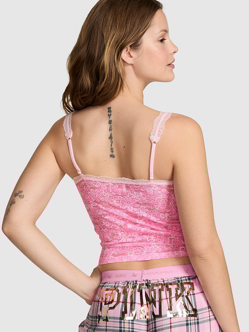 PINK x LoveShackFancy Lace-Trim Tank Top