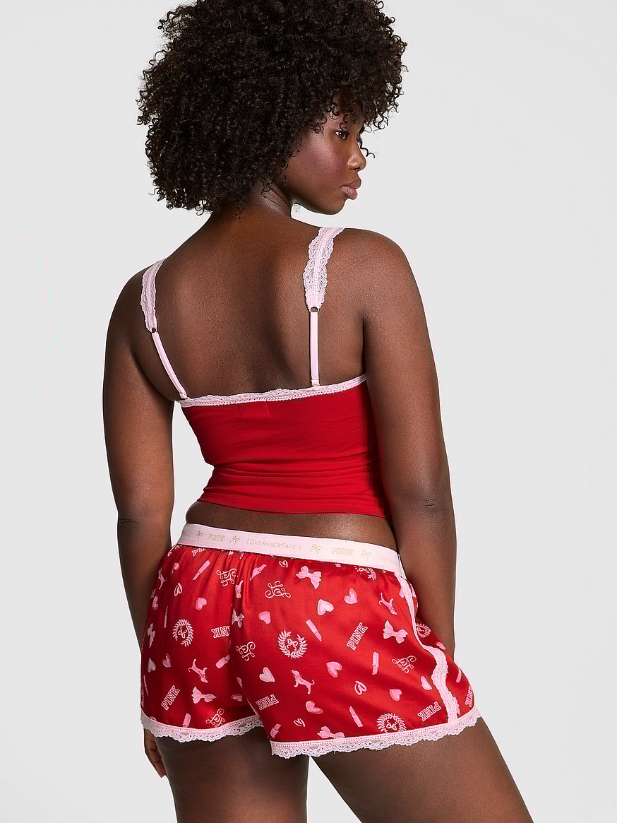 PINK x LoveShackFancy Silky Boxy Pajama Shorts