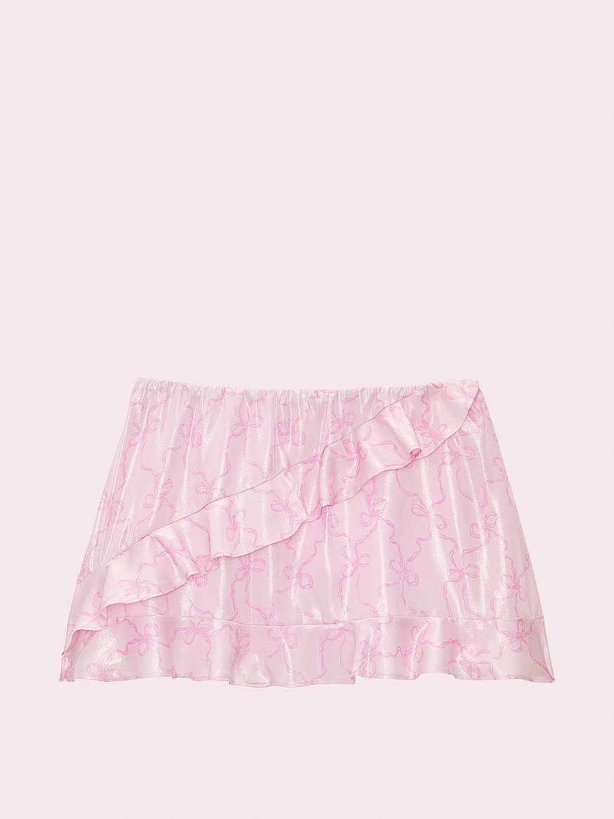 PINK x LoveShackFancy Satin Ruﬄe Mini Skirt