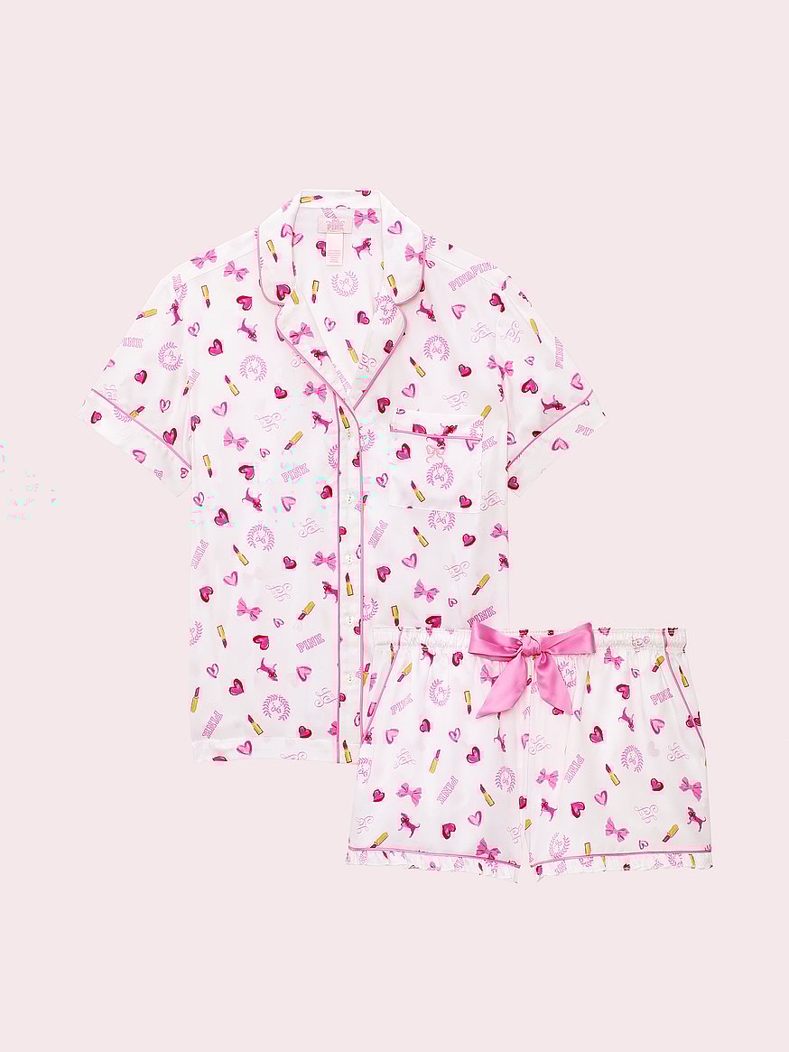 PINK x LoveShackFancy Satin Short Pajama Set