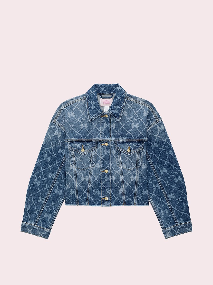 PINK x LoveShackFancy Cropped Denim Jacket