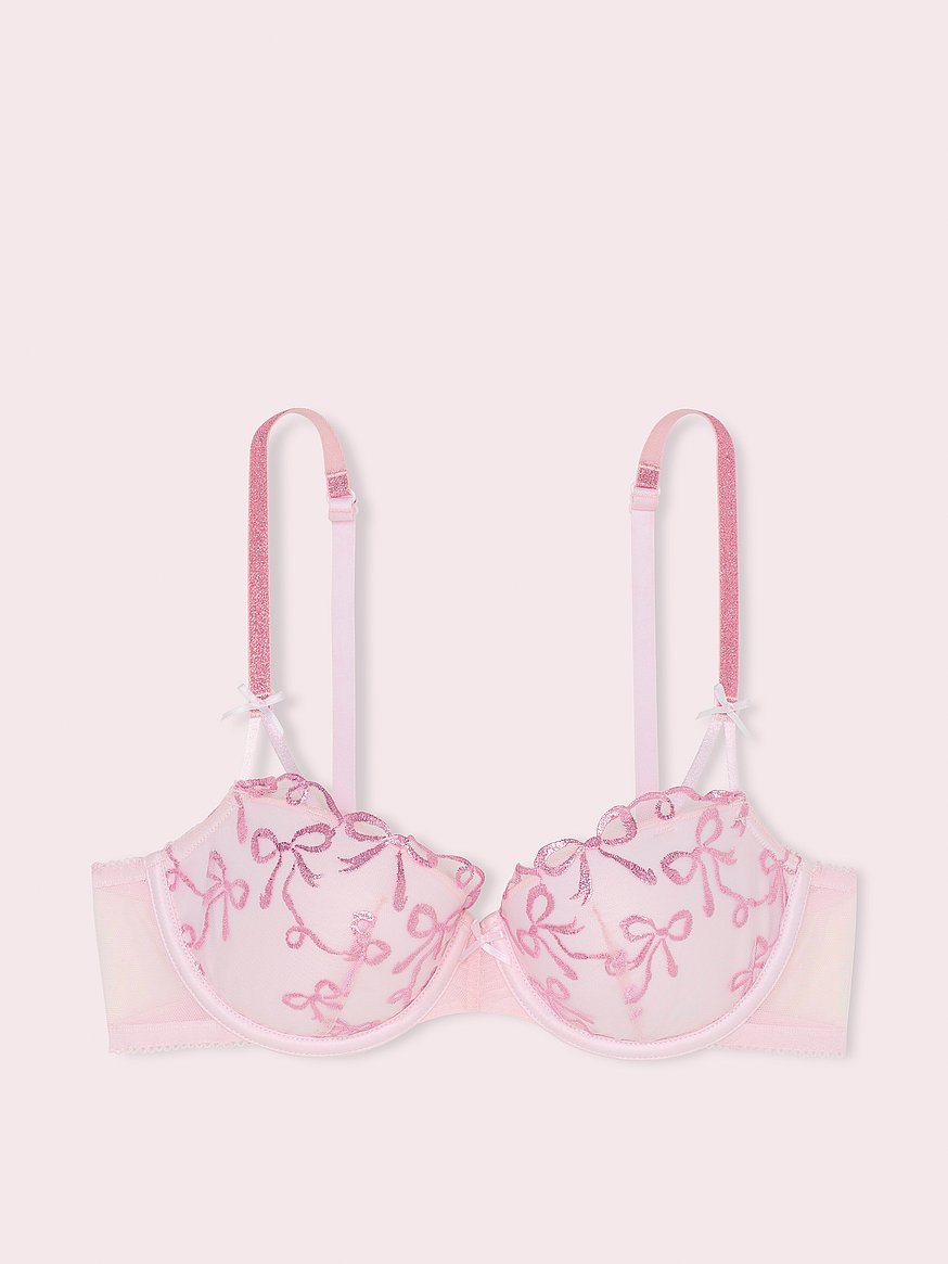 PINK x LoveShackFancy Bows Push-Up Balconette Bra