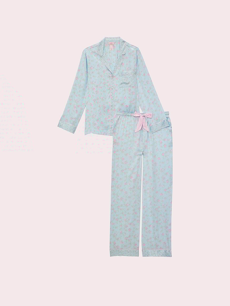 PINK x LoveShackFancy Satin Long Pajama Set
