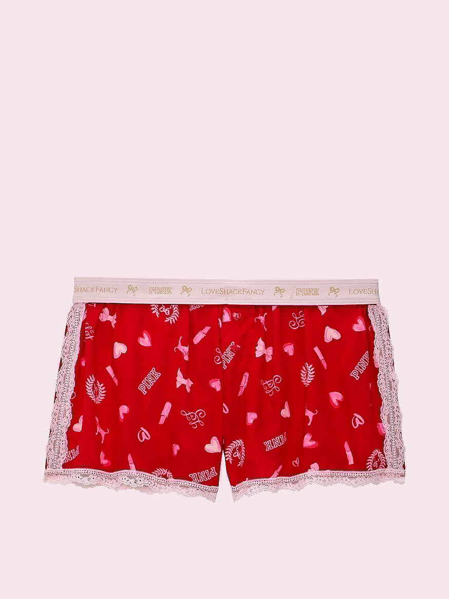 PINK x LoveShackFancy Silky Boxy Pajama Shorts
