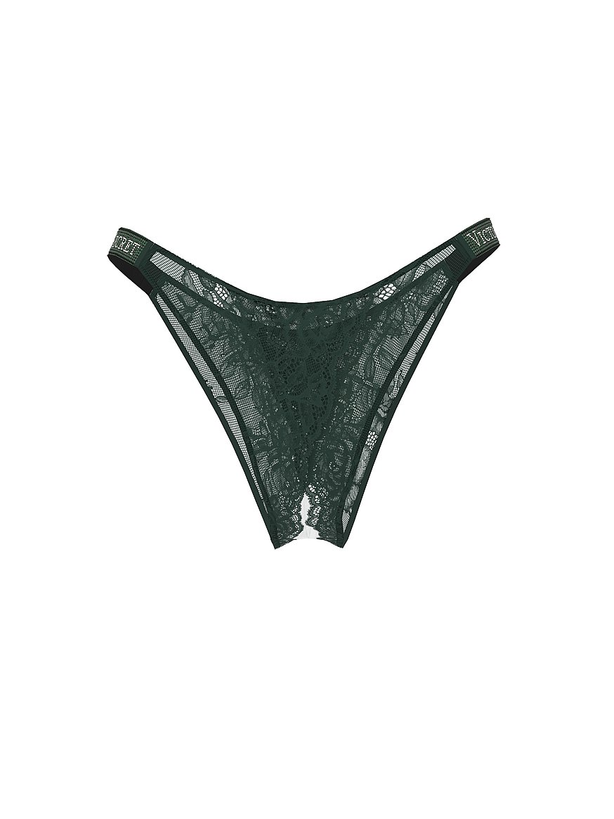 Shine Strap Lace Crotchless Brazilian Panty