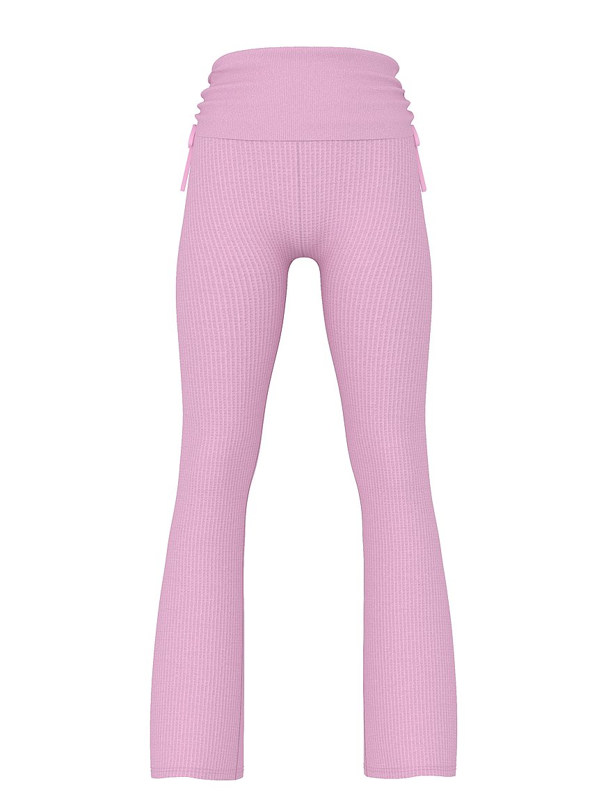 Waﬄe Knit Foldover Flare Pants