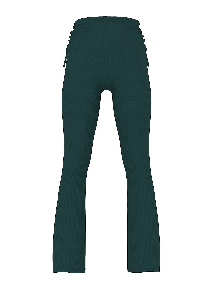 Waﬄe Knit Foldover Flare Pants