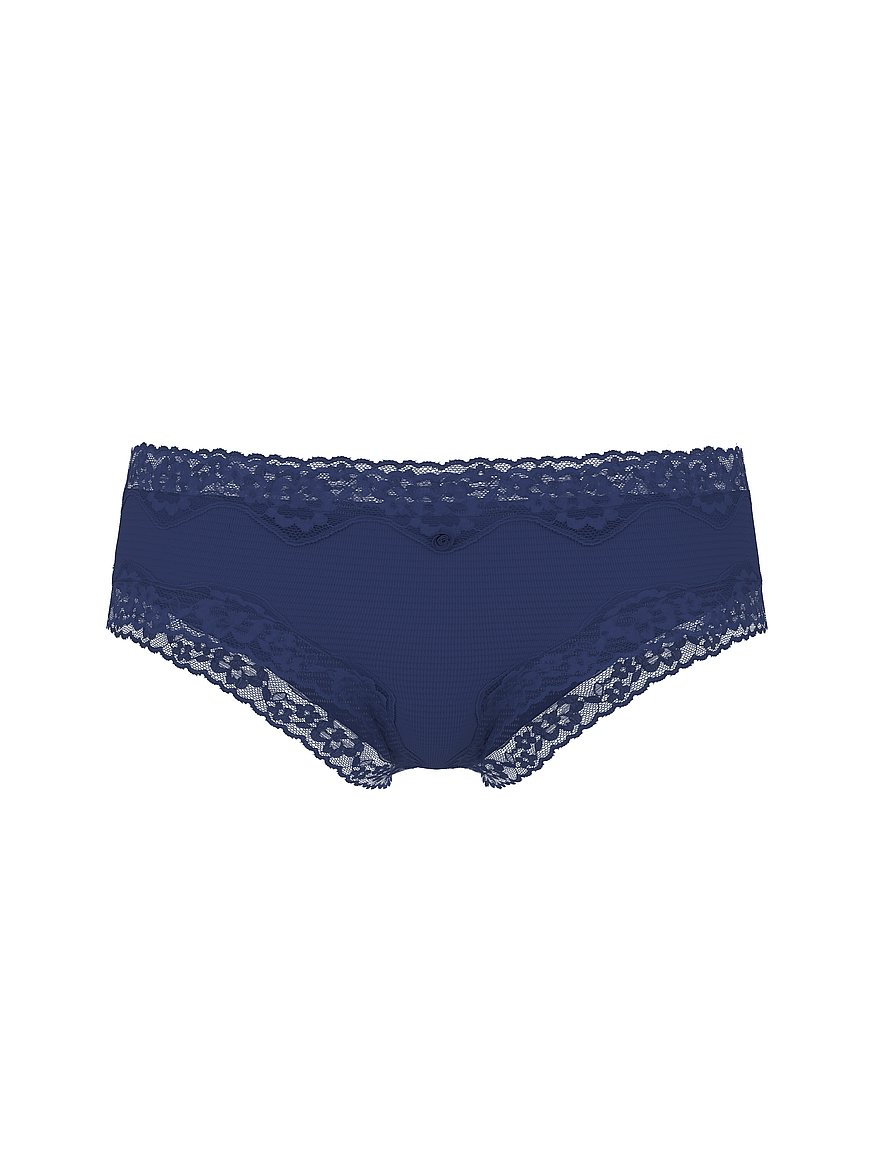 Cotton Shadow Stripe Lace-Waist Cheeky Panty