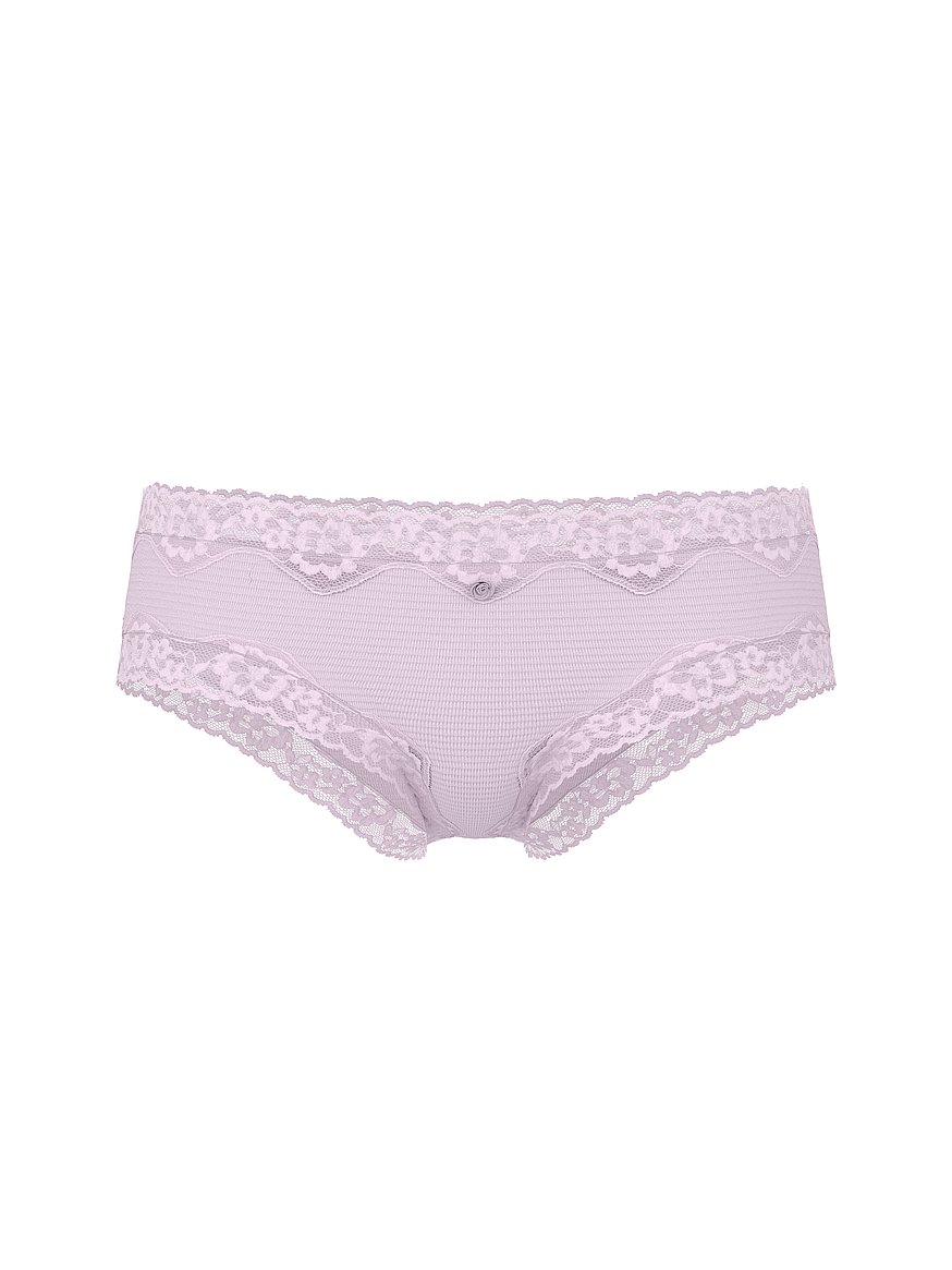 Cotton Shadow Stripe Lace-Waist Cheeky Panty