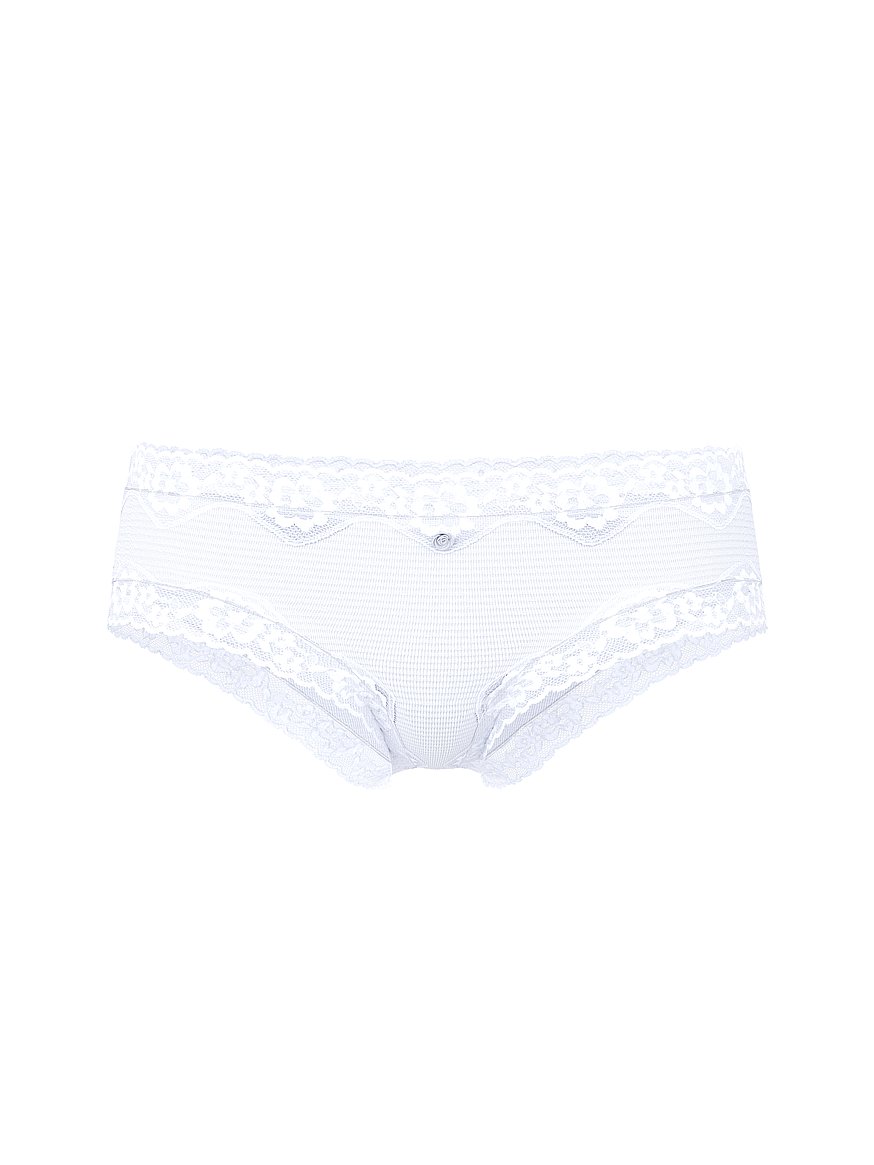 Cotton Shadow Stripe Lace-Waist Cheeky Panty