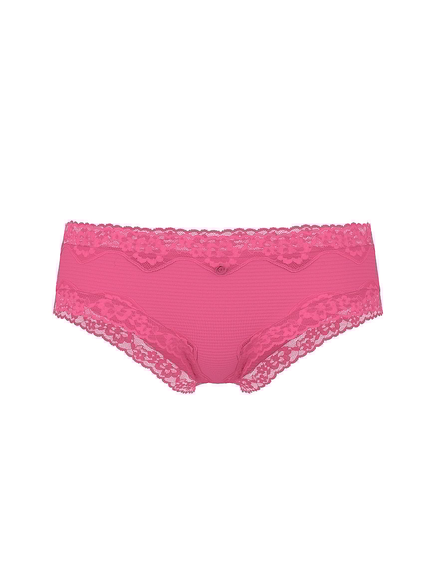 Cotton Shadow Stripe Lace-Waist Cheeky Panty