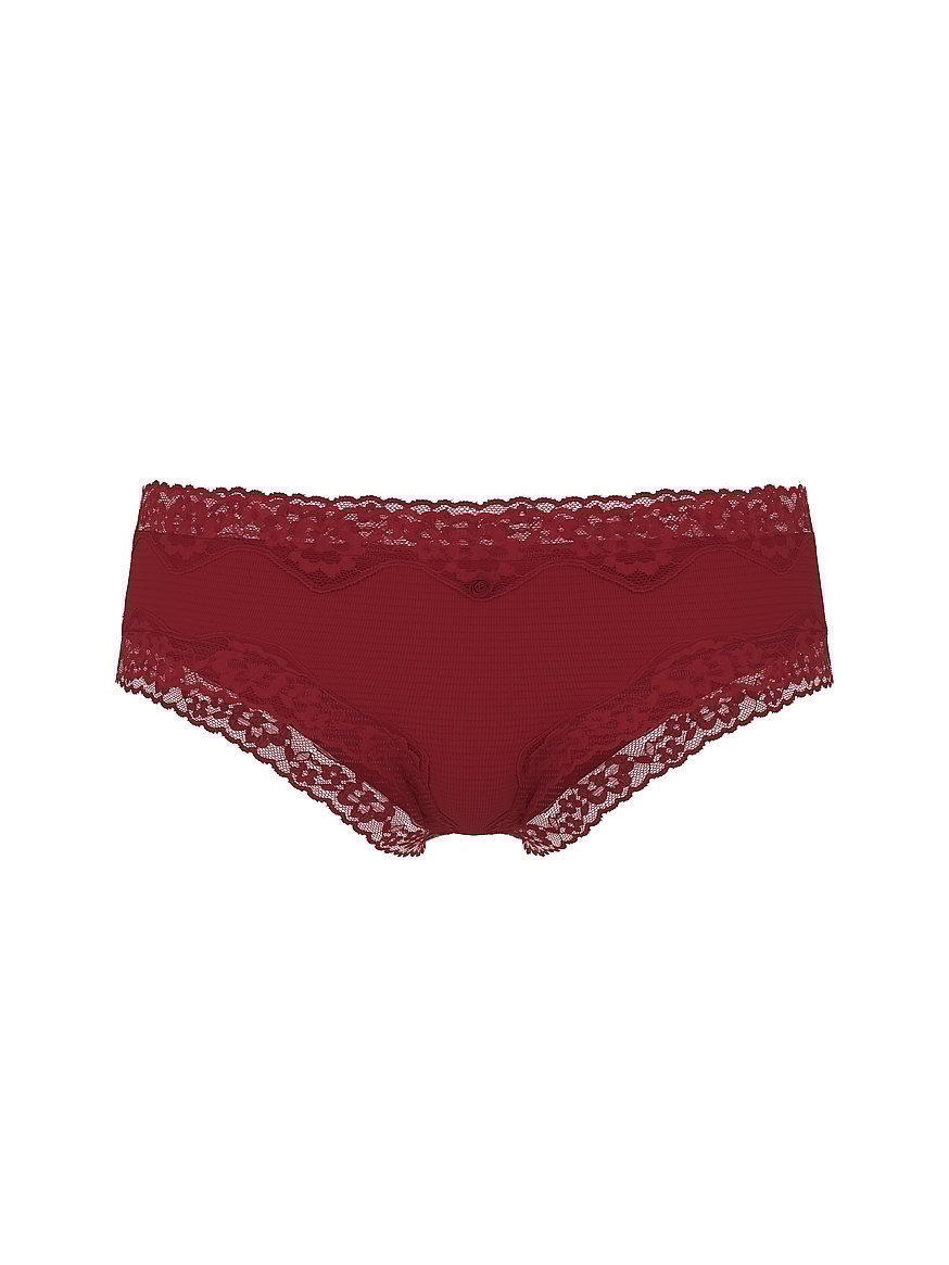 Cotton Shadow Stripe Lace-Waist Cheeky Panty