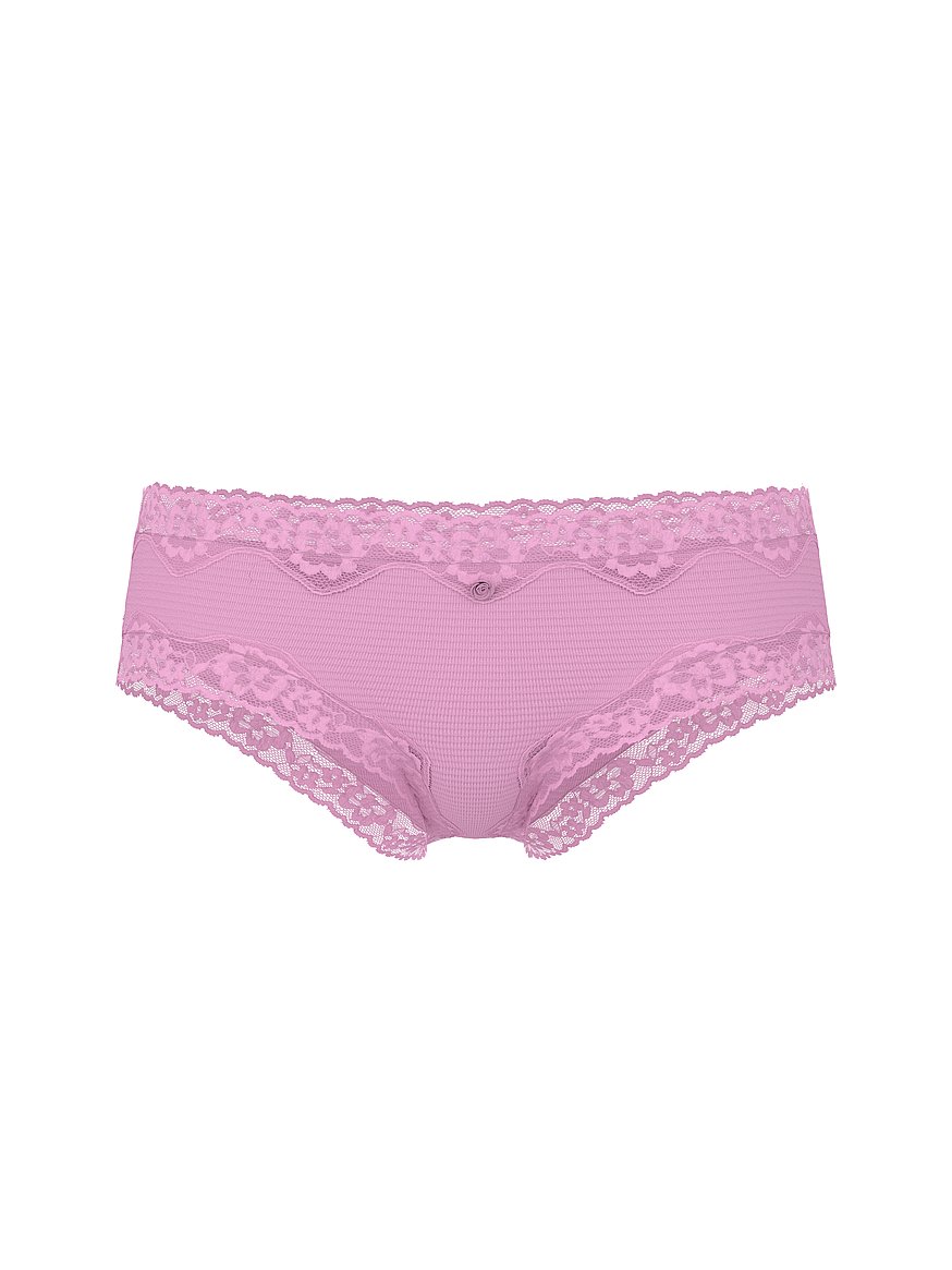 Cotton Shadow Stripe Lace-Waist Cheeky Panty
